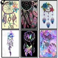abstract dreamcatcher diamond painting 5d diy wall art flower embroidery inlaid home room decoration gift accessories