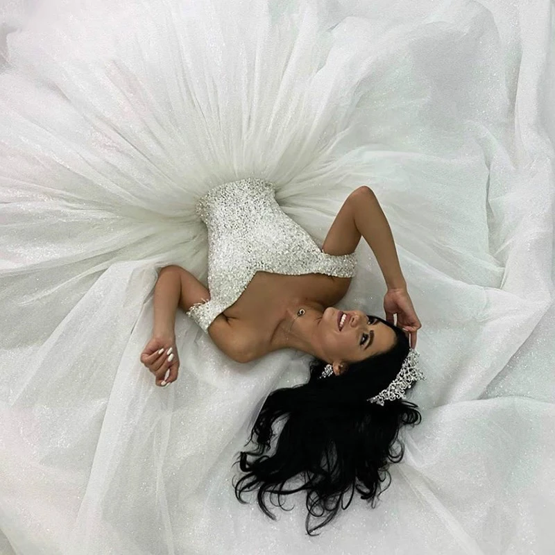 Роскошные бисером бальное платье на свадьбу для девочек Платья принцессы