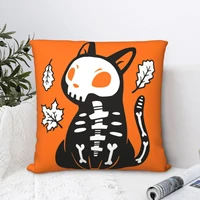 skeleton kitten square pillowcase cushion cover funny zip home decorative polyester pillow case for bed simple 4545cm