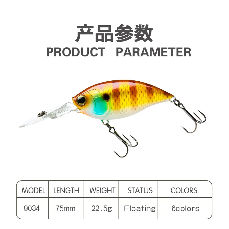 Floating Carnkbait Fishing Lure Weights 22.5g 75mm Depth 2-3M Mino Rock Lures Pesca Wobblers Carp Fish Artificial Baits Tackle