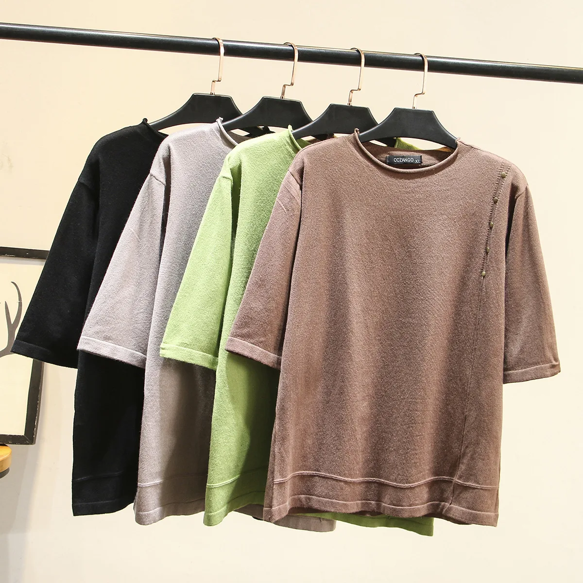 Half Sleeve Knitwear Women 2020 Spring O-neck Loose Tops Female Casual simple Pullover Plus Size undershirt F11-1895 | Женская одежда