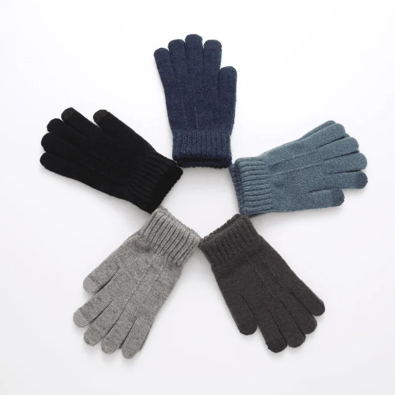 

Мужские вязаные шерстяные зимние Утепленные перчатки, сохраняющие тепло кашемировый чехол для рук с подкладкой лыжные короткие перчатки