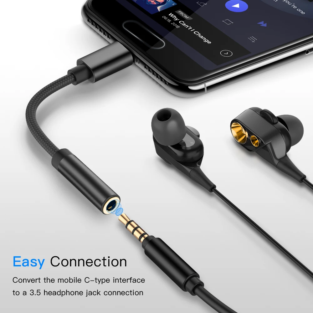 AUX аудио кабель USB Type C к 3 5 адаптеру для наушников Type-C мм конвертер Samsung S9 S8 Huawei P20 USBC