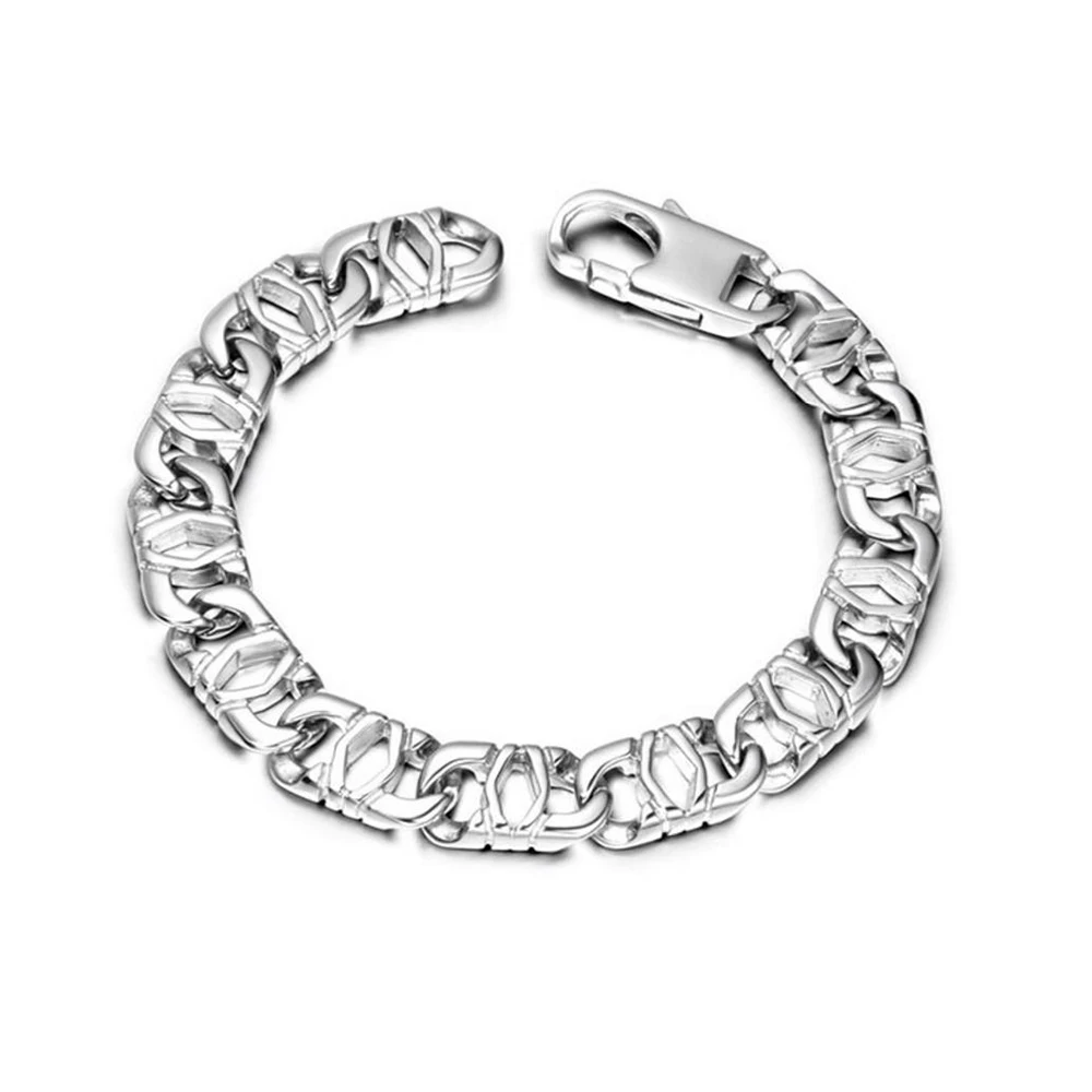 Unisex 316L S.Steel Bracelet Cut-out Rhombus Shaped Width 10mm Length 8 inch Men Women Classic Bangle Bracelets C1007 | Украшения и