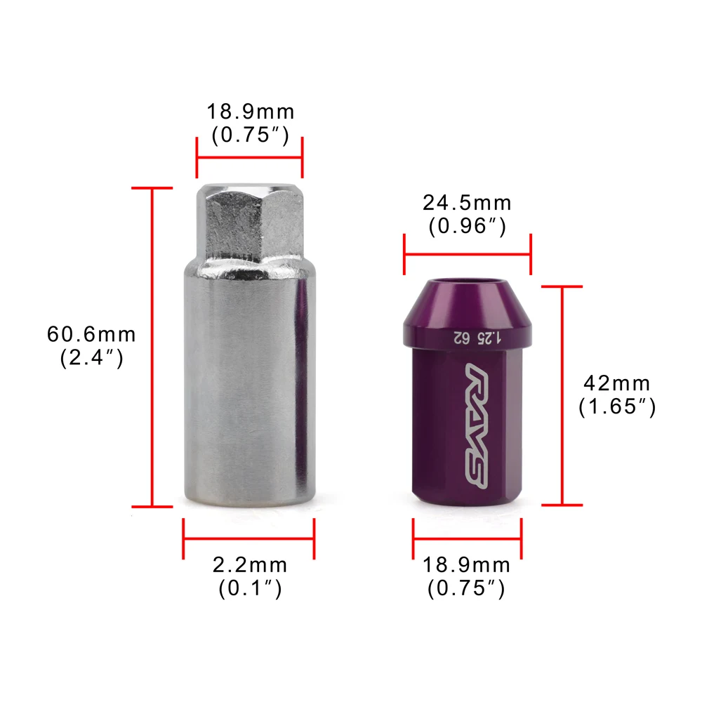 19HEX Rays 7 боковая Блокировка гайки защита от кражи ключ колеса M12x1.5 M12x1.25 длина 42 мм