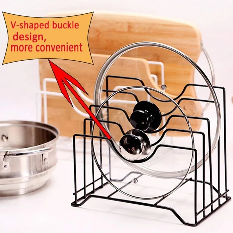 

Multifunctional Pot Lid Holder Lid Organizer Pot Lid Rack Storage Pan Lid Cover Cabinet Pantry Black Holder Rack Organizer