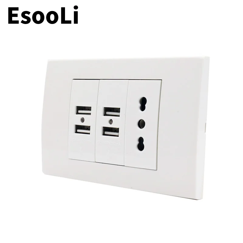 Настенная электрическая розетка Esooli итальянская/Чили с 4 USB-портами для зарядного