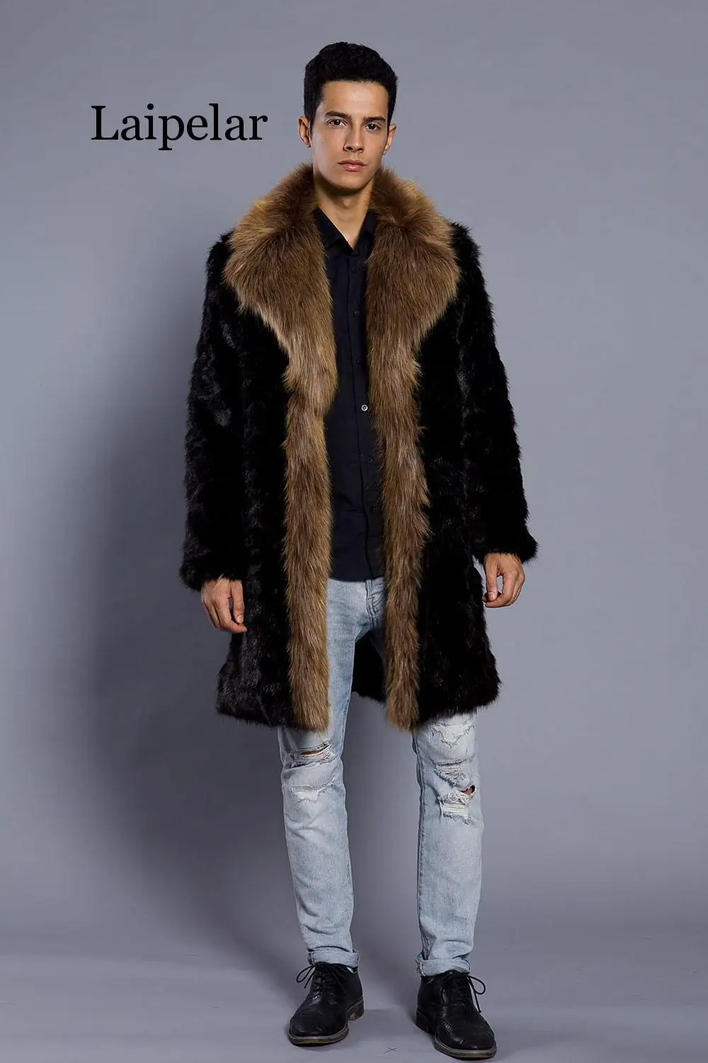 

Laipelar New Luxury Fur Coat Jackets Men's Long Faux Fur Coat England Style Warmed Winter Coats Chic Handsome Boy's Fur Outwear