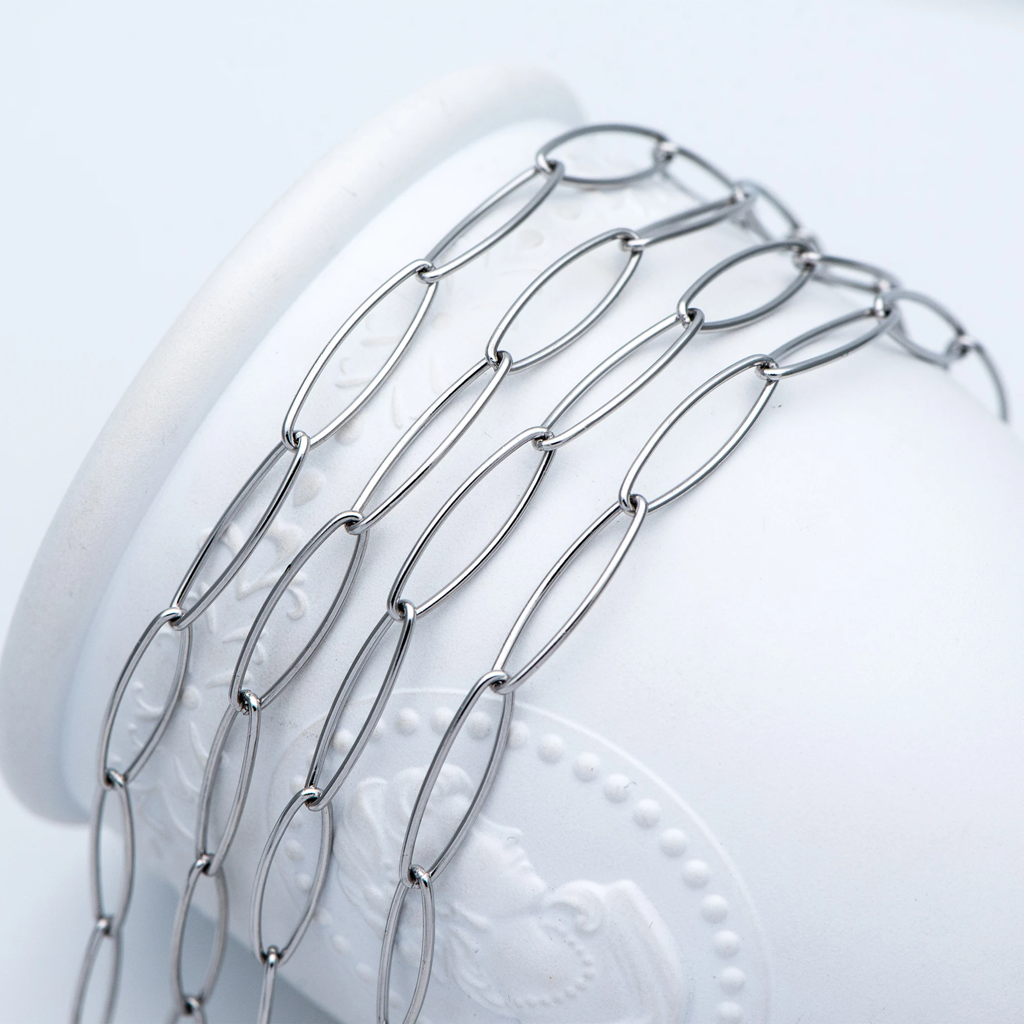 Длинные овальные цепи из нержавеющей стали серебряное звено 6x20 мм поделка своими