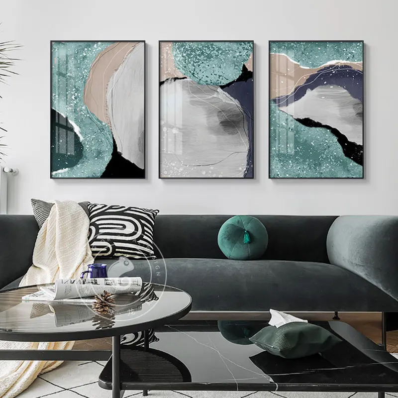 Abstract Poster Wall Pictures for Living Room Color Construction Fantastic Twinkle Blue River Art Canvas Paintings Unframed | Дом и сад