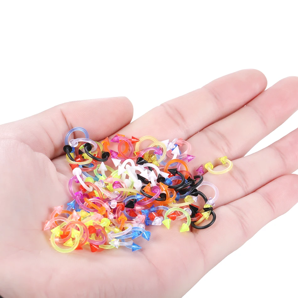 100 шт./лот акриловые конусные подковы круглые перегородки для носа кольца сосков