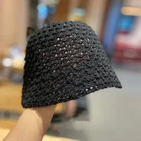 7 colors women solid knitted bucket hats breathable linen spring summer street fishing hat fashion all match caps 53 59cm 2020