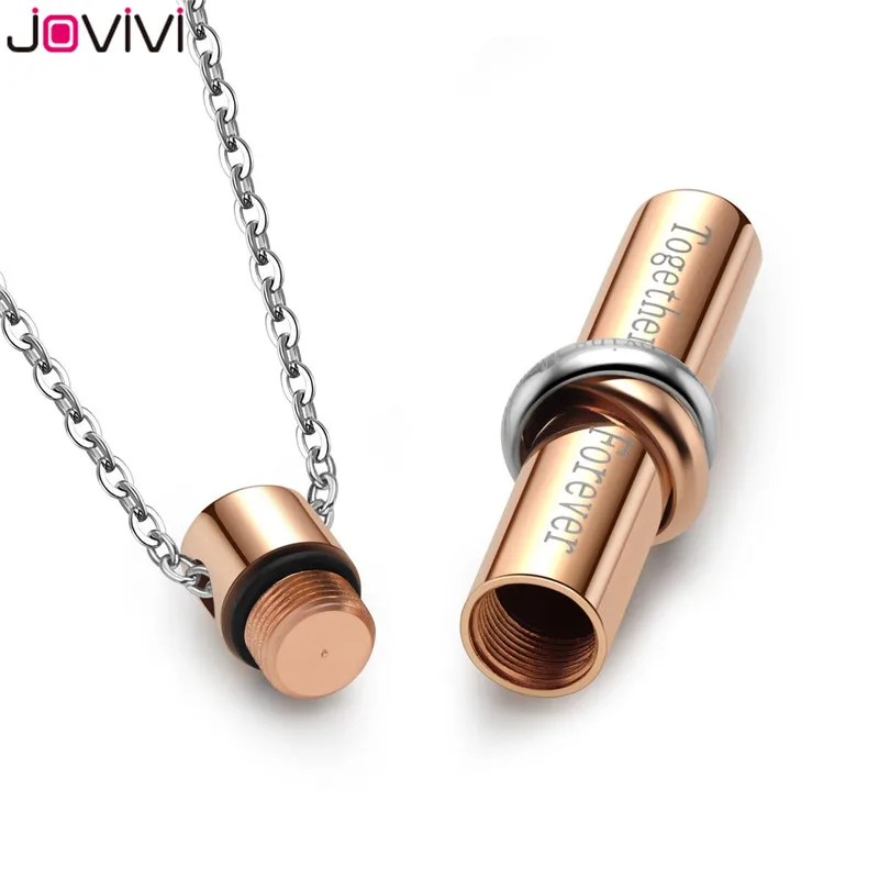JOVIVI нержавеющая сталь цилиндр вместе вечная памятная урна кулон ожерелье для