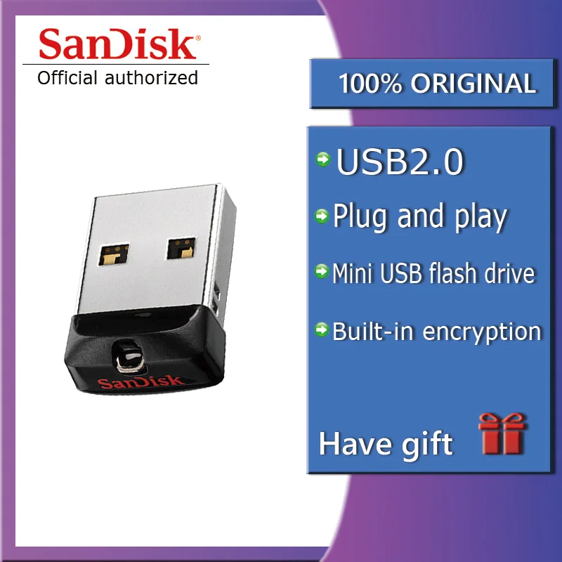 SanDisk CRUZER FIT CZ33 USB флэш-накопитель 32 ГБ 16 ГБ 8 ГБ Мини-накопитель 64 ГБ USB 2,0 флешки 32G поддержка официальное подтверждение