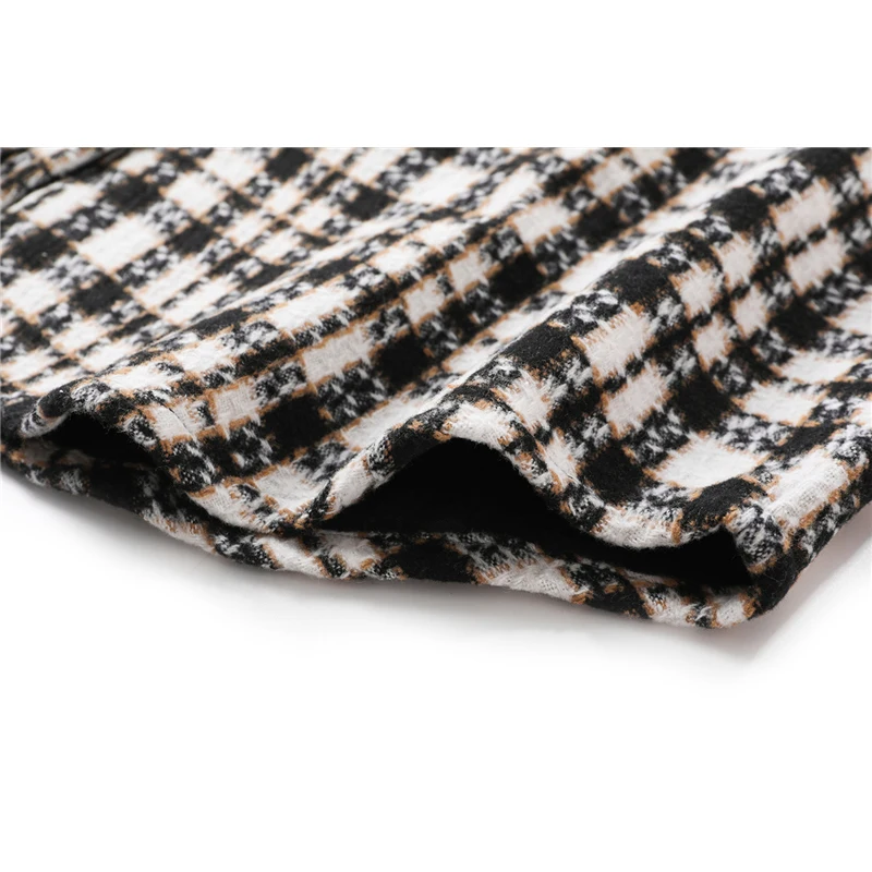 Женская клетчатая куртка с длинным рукавом однобортная модная уличная одежда