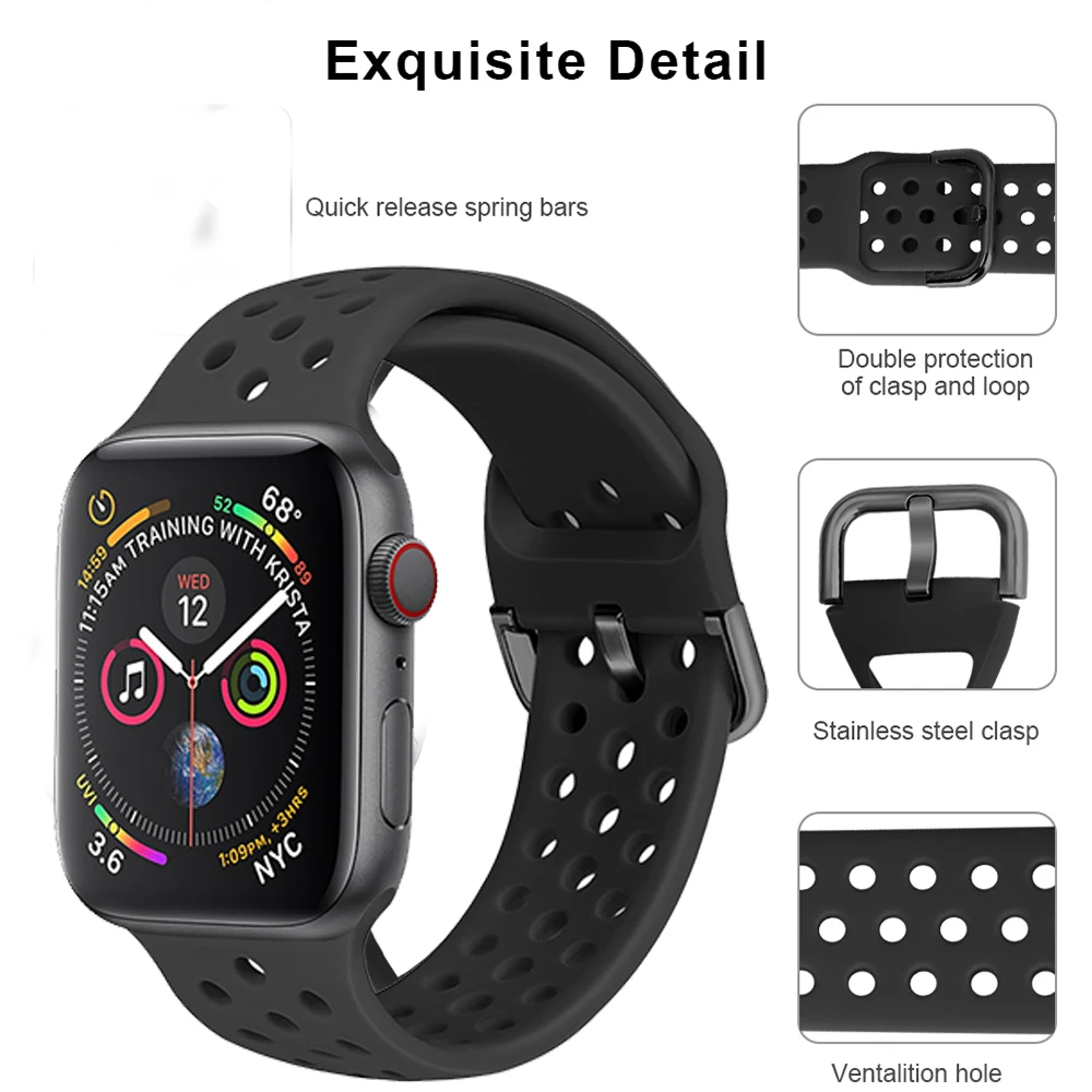Sport Silicone strap for correa apple watch 42mm 38mm 44mm 40mm band fashion bracelet watchband iwatch series 6 se 5 4 3 2 44 42