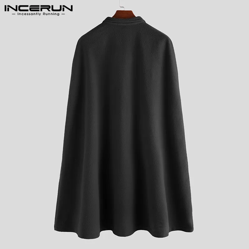 INCERUN, Зимняя мода, Мужской плащ, пальто, однотонный, уличная одежда, искусственный флис, пальто, стоячий воротник, Тренч, повседневные куртки, накидка