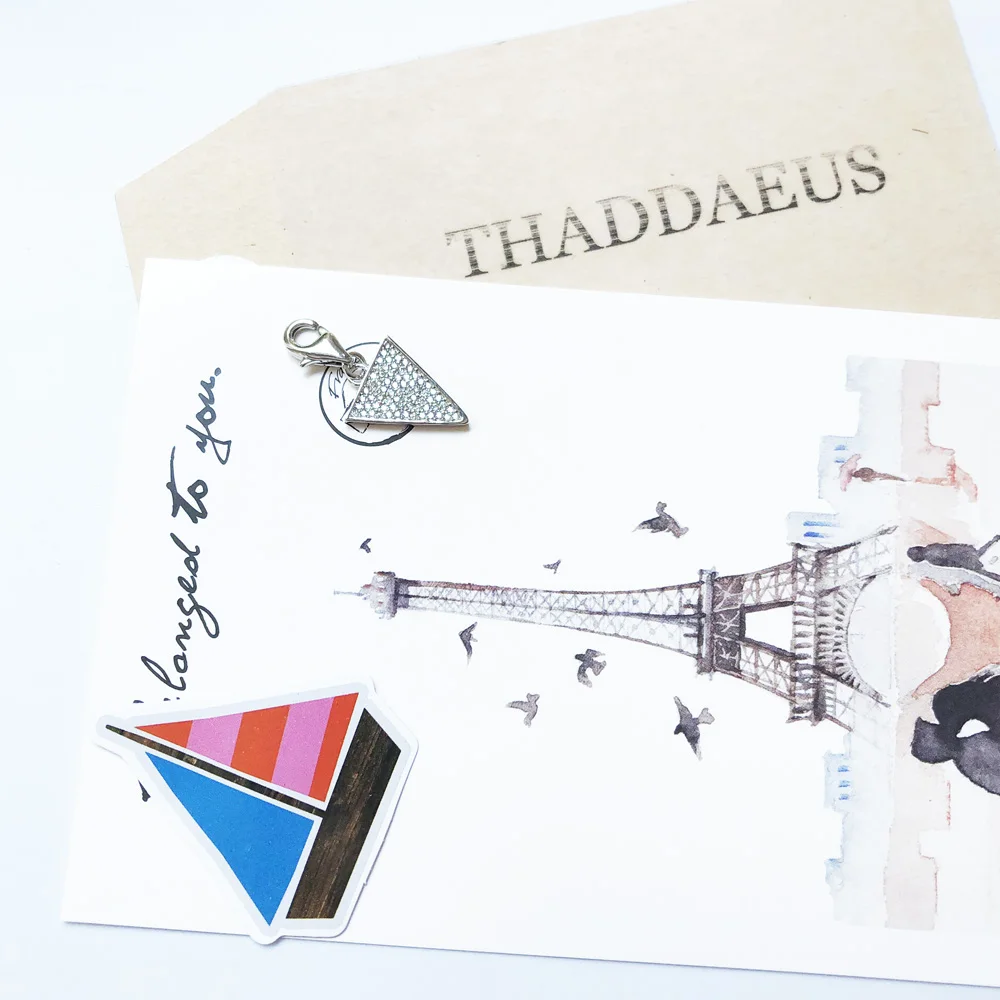 Простой дизайн треугольник кулон Шарм браслет шарма для женщин мужчин 925