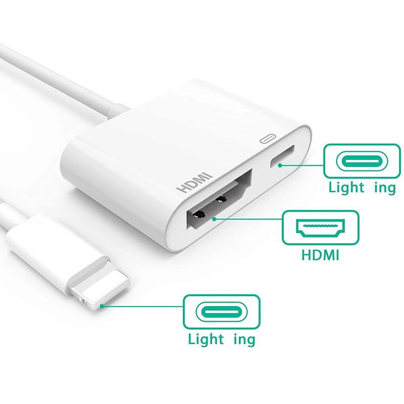 

2020 New 4K 1080P Lighting to HDMI Port HD TV/ Projector Charger Converter Splitter for phone Phone X/11/8P/6S/7P/Pad Air