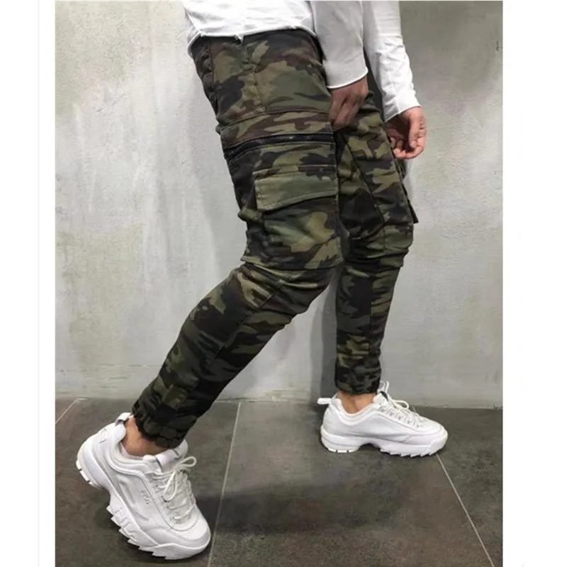 Джинсы мужские камуфляжные в стиле милитари брюки-карго с несколькими карманами