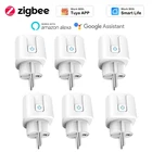 Умная розетка Zigbee 3,0 для Tuya Smart Life APP с пультом дистанционного управления, розетка для монитора питания, работает с Google Home Alexa
