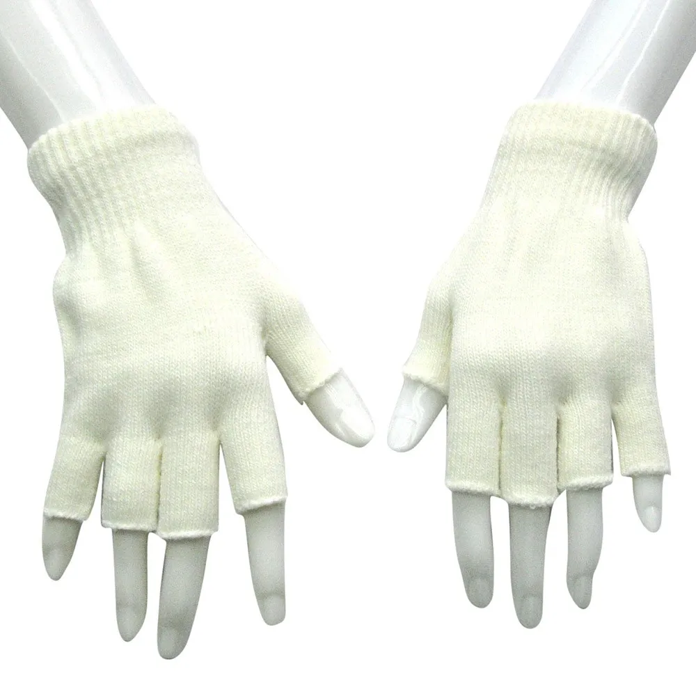 

Women Men Fingerless Gloves Solid Without Fingers Winter Gloves Casual Hand Warmer Knitted Crochet Balck Mitten Ladies Cotton