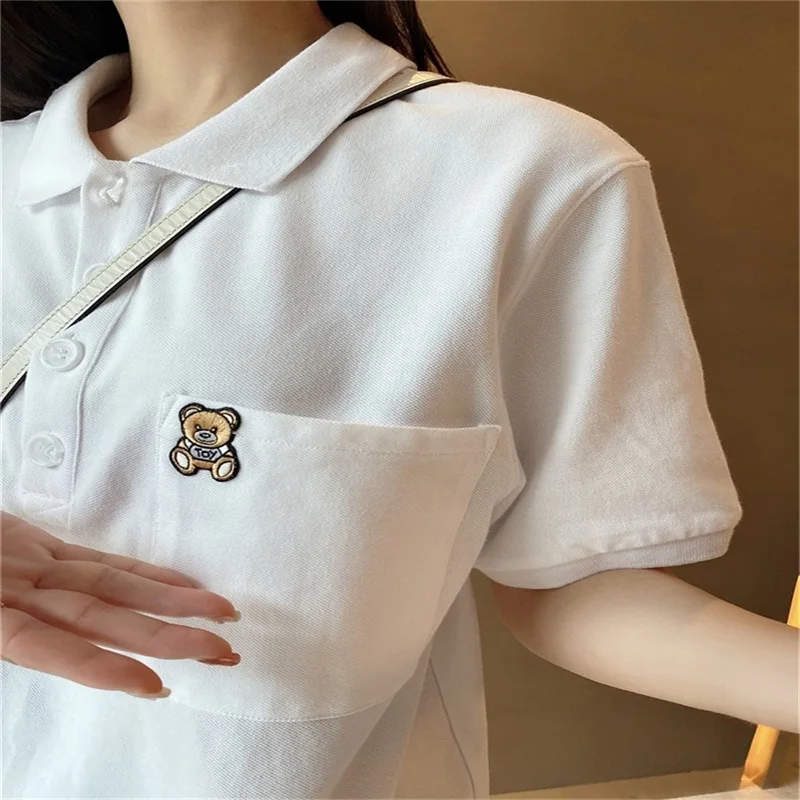 

Women Polo Shirts 18 Colors Female Golf Office Cotton Shirt For Woman M To 4XL Big Oversized Collar Striped Solid Short Sleeves