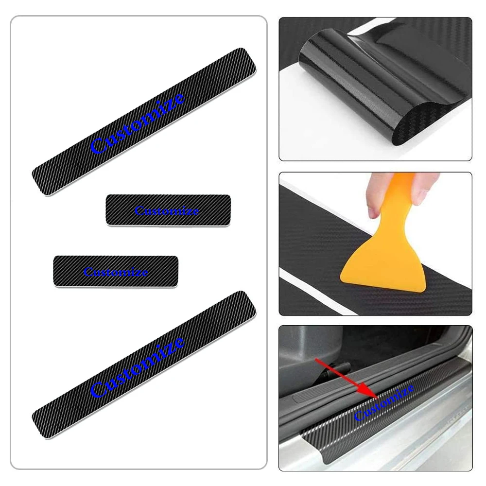 

For Land Rover Range Rover Carbon Fiber Vinyl Sticker Car Door Sill Protector Scuff Plate Accessories 4Pcs