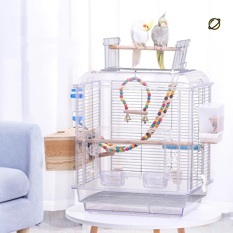 

Large Plastic Bird Cage Parrot Transparent Playground Rectangle Bird Cage Houses Outdoor Jaula Grande Birds Accessoires DL60NL