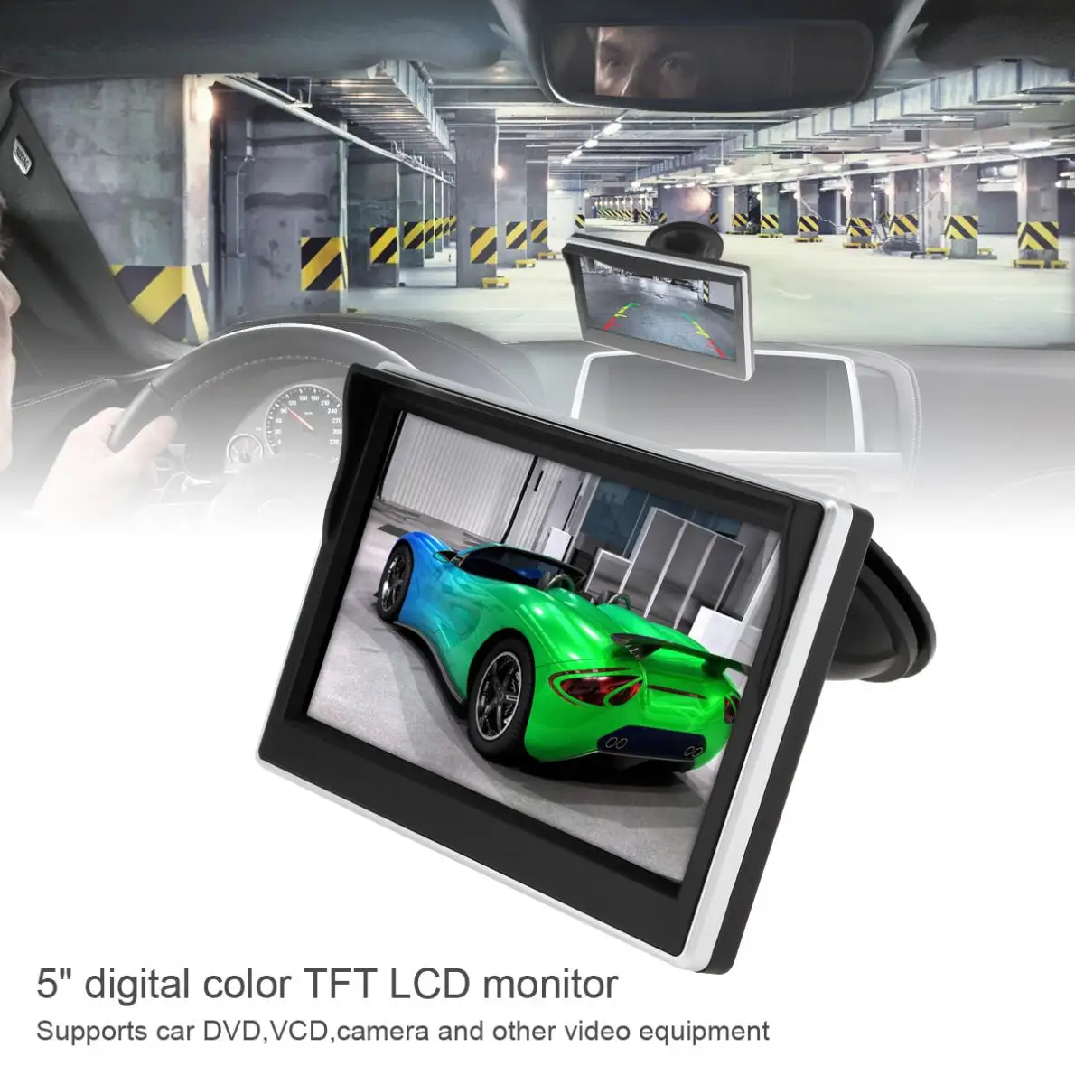 5 дюймовый TFT LCD Автомобильный монитор 800*480 16:9 2ch видеовход парковочный заднего