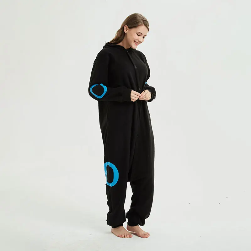 Синий черный Umbreon кигуруми аниме мультфильм пижамы для взрослых унисекс пара Onesie