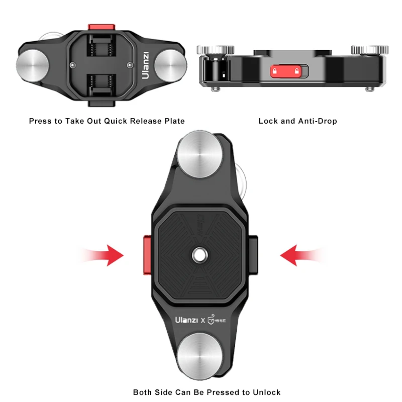 Ulanzi Claw Quick Release Plate Clamp DSLR Gopro Action Camera Tripod Adapter Mount Plate Board Shoulder Strap Clamp Adapter