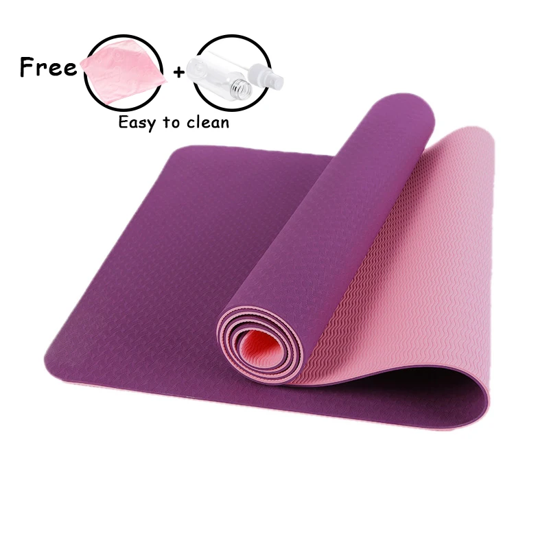 Purple 6 мм коврики для йоги для фитнеса Нескользящие Двойные Цвета безопасные для использования для начинающих экологически чистые коврики для бодибилдинга для Пилата - Цвет: Purple