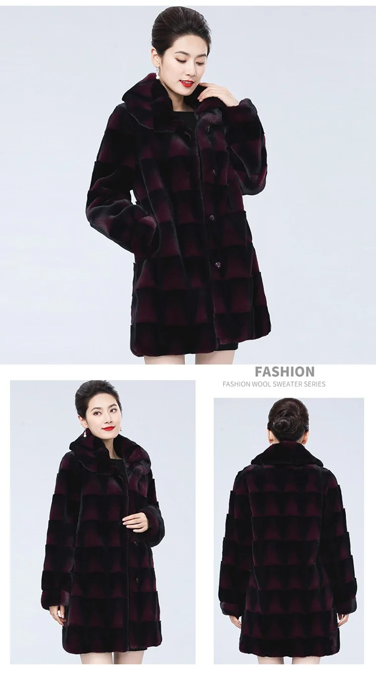 Mink fur coat Jurchen mink 2021 new mid-length large size fashion fur fur outer whole mink coat female