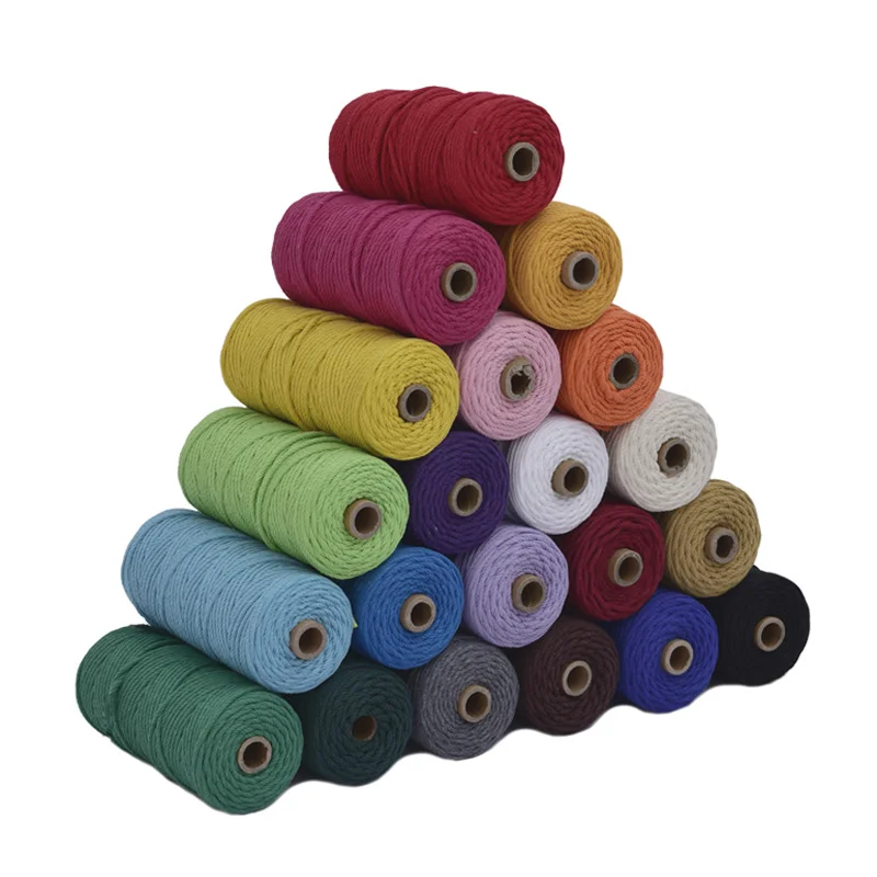 110 Ярд 3 мм макраме шнур хлопка красочные веревки бежевый витой ремесла Сделай Сам