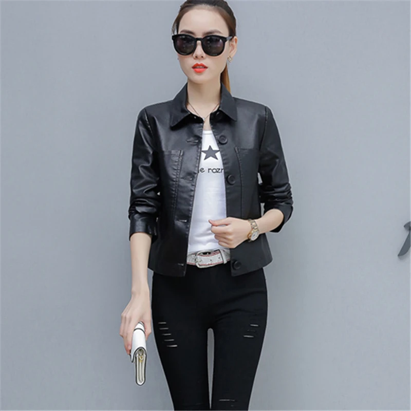 2019 демисезонная модная новая кожаная женская тонкая плюшевая Короткая