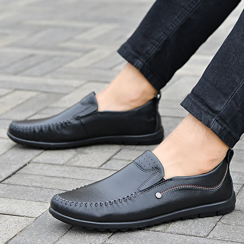 Мужская кожаная обувь Летние мужские мокасины из натуральной кожи Модные