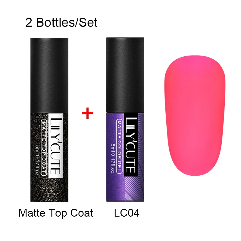 2 Bottles 4 LILYCUTE матовое верхнее покрытие Цвет УФ-гель для ногтей Полупостоянный личная гигиена лак для ногтей, маникюр Гель-краска для ногтей маникюр - Цвет: 2 Bottles 4