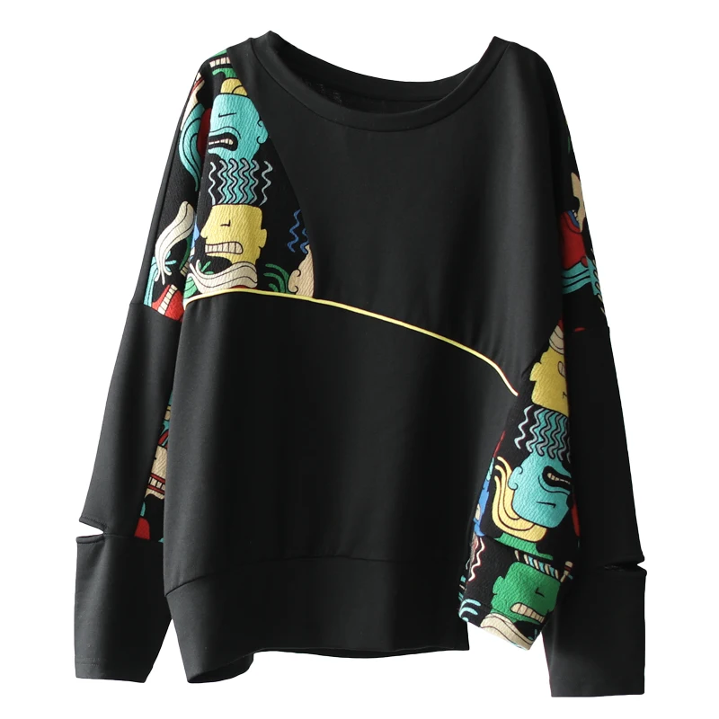 Женские толстовки осенние модные свободные пуловеры 2019 новые женские топы с