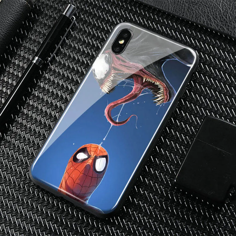 VENOM 7 Venom дизайн плакат закаленное стекло Мягкий силиконовый чехол для телефона чехол для iPhone 6 6s 7 8 Plus X XR XS 11 Pro MAX - Цвет: VENOM 7