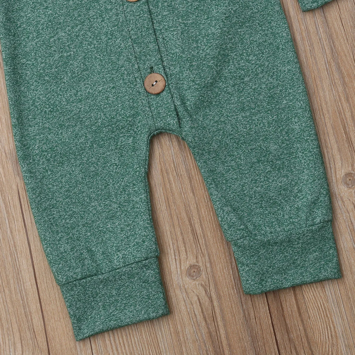 Newborn Unisex Clothes Green Baby Romper Long Sleeve Hoodie Hooded Button Down One Piece Outfits