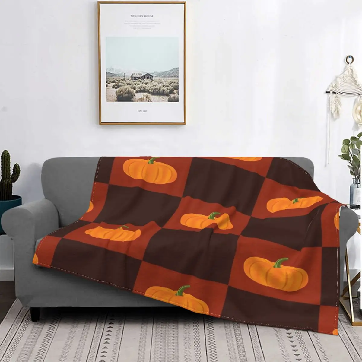 

Manta de tabero de ajetro de calabaza, colcha de cama a cuadros, colcha de lino de 90, manta Kawaii, ropa de cama de algodón