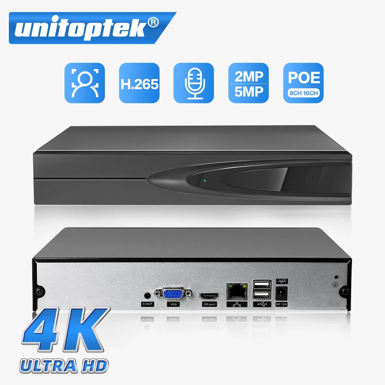 H.265 HEVC 8CH 16CH CCTV NVR для 8MP/5MP/4MP/3MP/2MP 2 0 IP камеры металлический сетевой