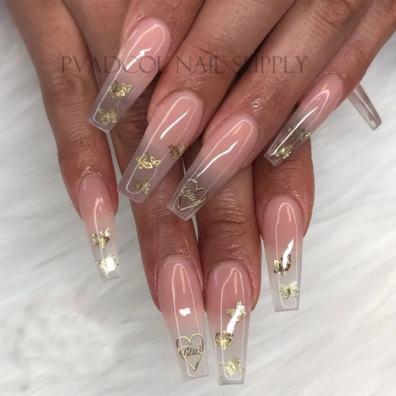 Бабочка сука металлические ногти блестки формы микс Набор ногтей шармы Маникюр