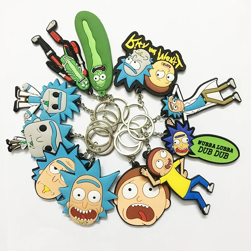 

Hot Anime Morty Keychain Cartoon Rick Acrylic Car Key Chain Children Boy Girl Bag Pendant Keyring Gifts 2020