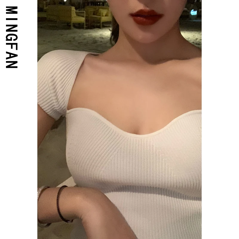 

Knitwear short sleeve T-shirt women's wear summer 2021 new base coat short ice thin top