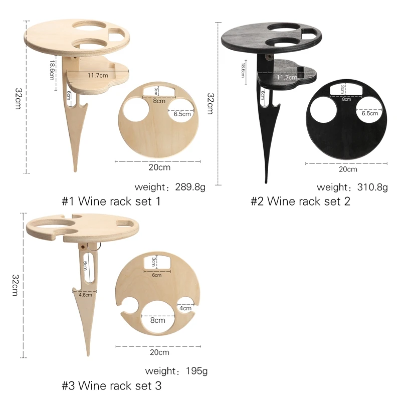 

Outdoor Wine Table with Foldable Round Desktop Mini Wooden Picnic Table Easy To Carry Wine Rack