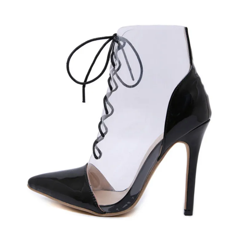 Женские ботильоны со шнуровкой на очень высоком тонком каблуке 12 см вечерние