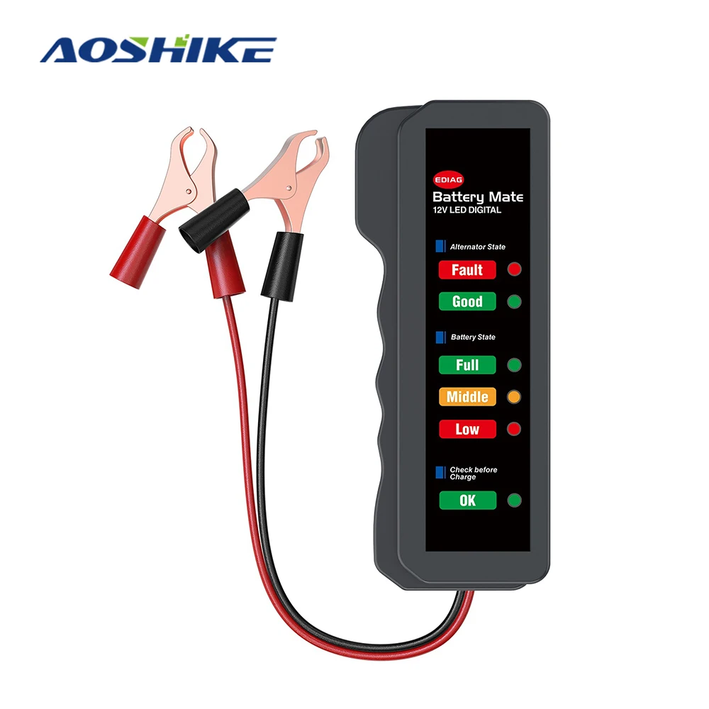 AOSHIKE Mini 12V автомобильный тест на батарею с цифровым автомобильным дисплеем