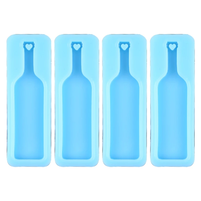 

4 Pcs DIY Wine Bottle Keychain Epoxy Resin Mold Jewelry Pendants Silicone Mould